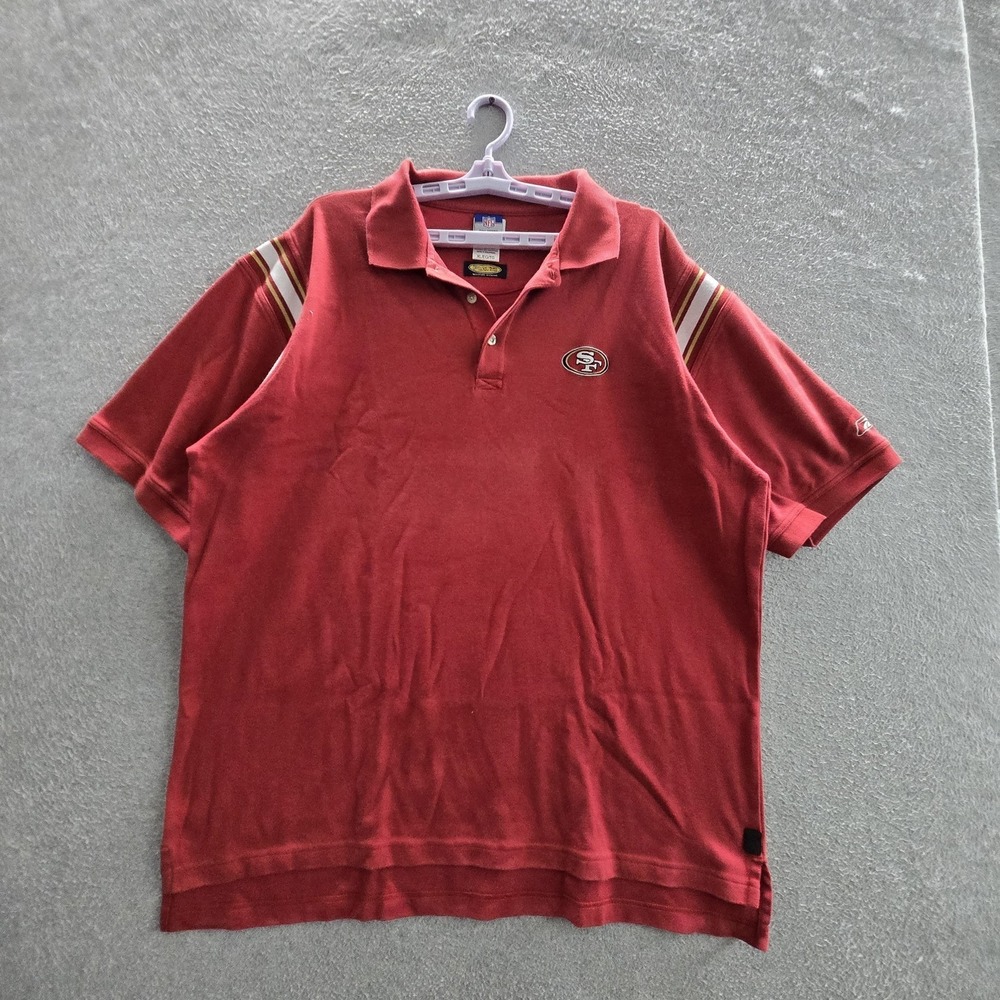 VINTAGE San Francisco 49ers Men Polo XL Red Embroidered Reebok Team Logo